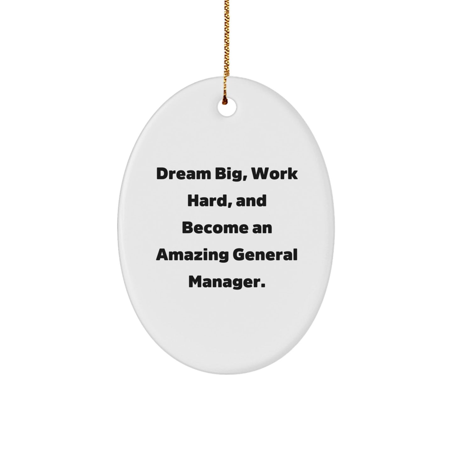 General Manager Gifts, Dream Big, Work Hard, Oval Ornament, Christmas Unique Gifts from Friends to General Manager - Victory Thru Vision