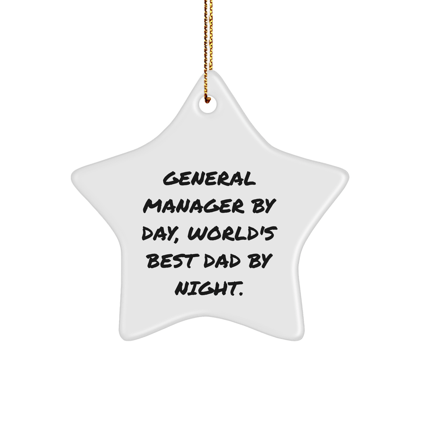 General Manager Gifts from Men - Star Ornament for Christmas - 'General Manager By Day, World's Best Dad By Night.' - Unique Gifts for General Manager - Victory Thru Vision