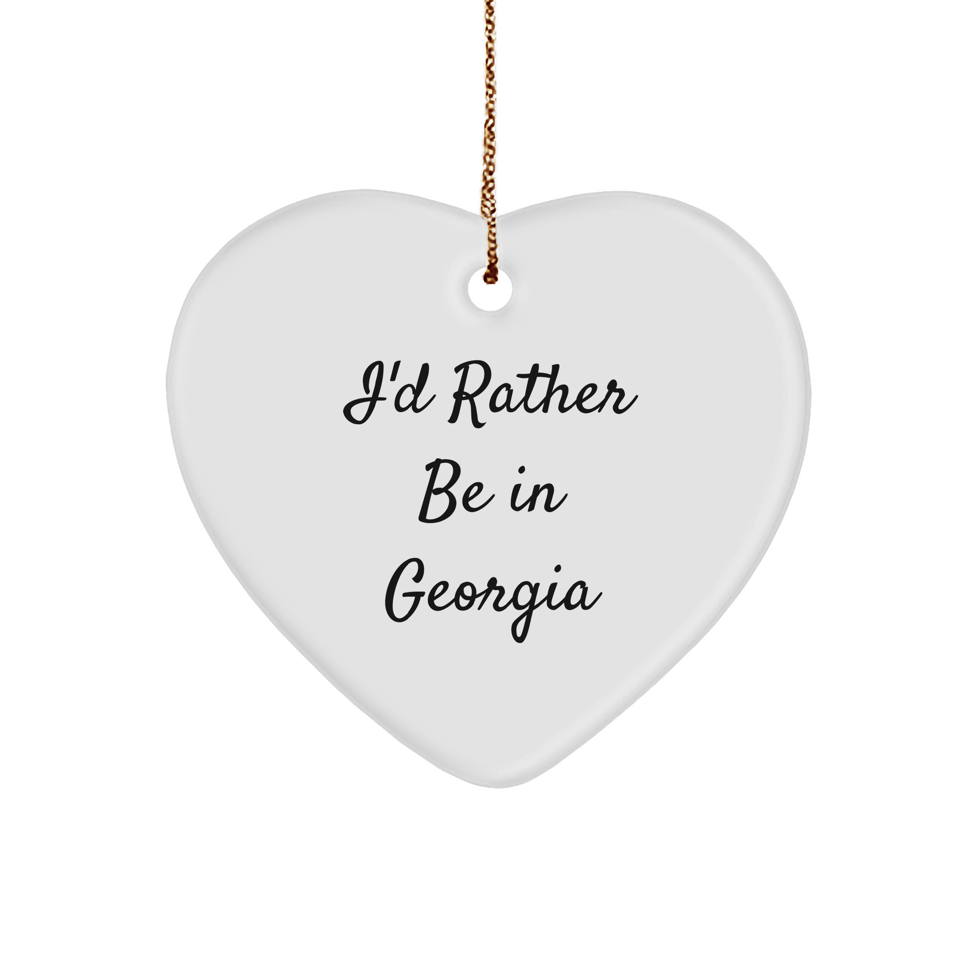 Georgia Heart Ornament Gifts from Friends - 'I'd Rather Be In Georgia' Christmas Decoration - Victory Thru Vision 