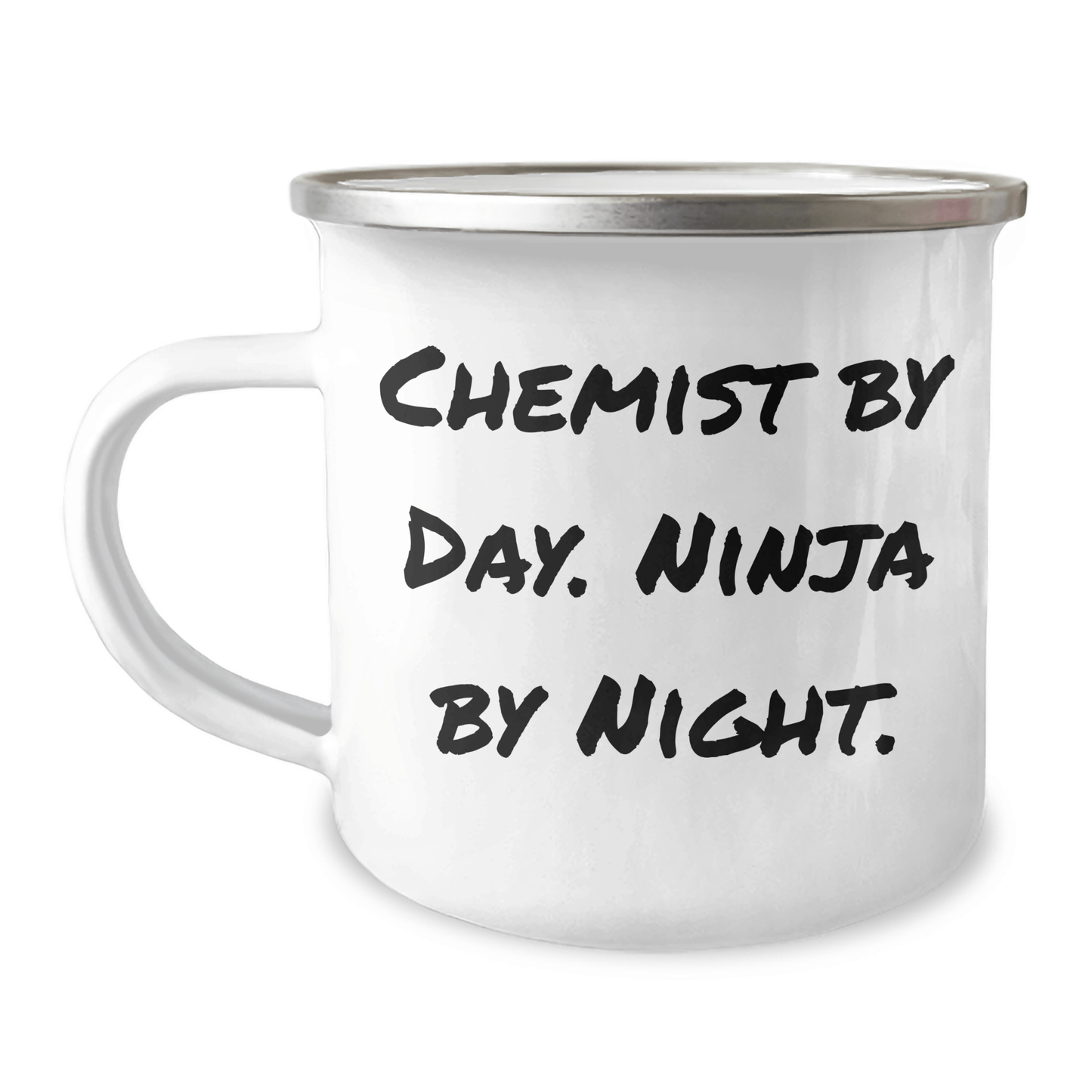 Gifts from Chemist Friends for Chemist By Day. Ninja By Night. Graduation Unique Gifts, Camping Mug for Men, 12 oz Stainless Steel with Enamel Finish - Victory Thru Vision