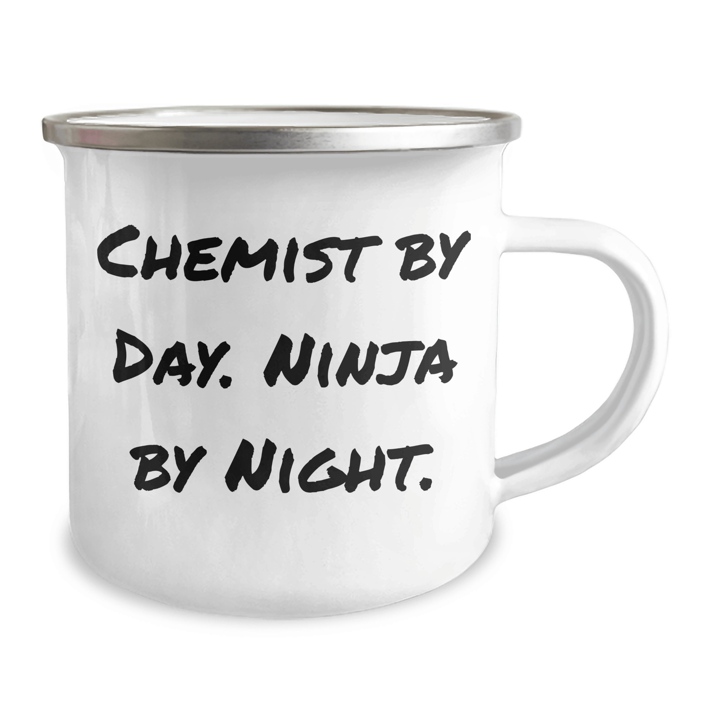 Gifts from Chemist Friends for Chemist By Day. Ninja By Night. Graduation Unique Gifts, Camping Mug for Men, 12 oz Stainless Steel with Enamel Finish - Victory Thru Vision