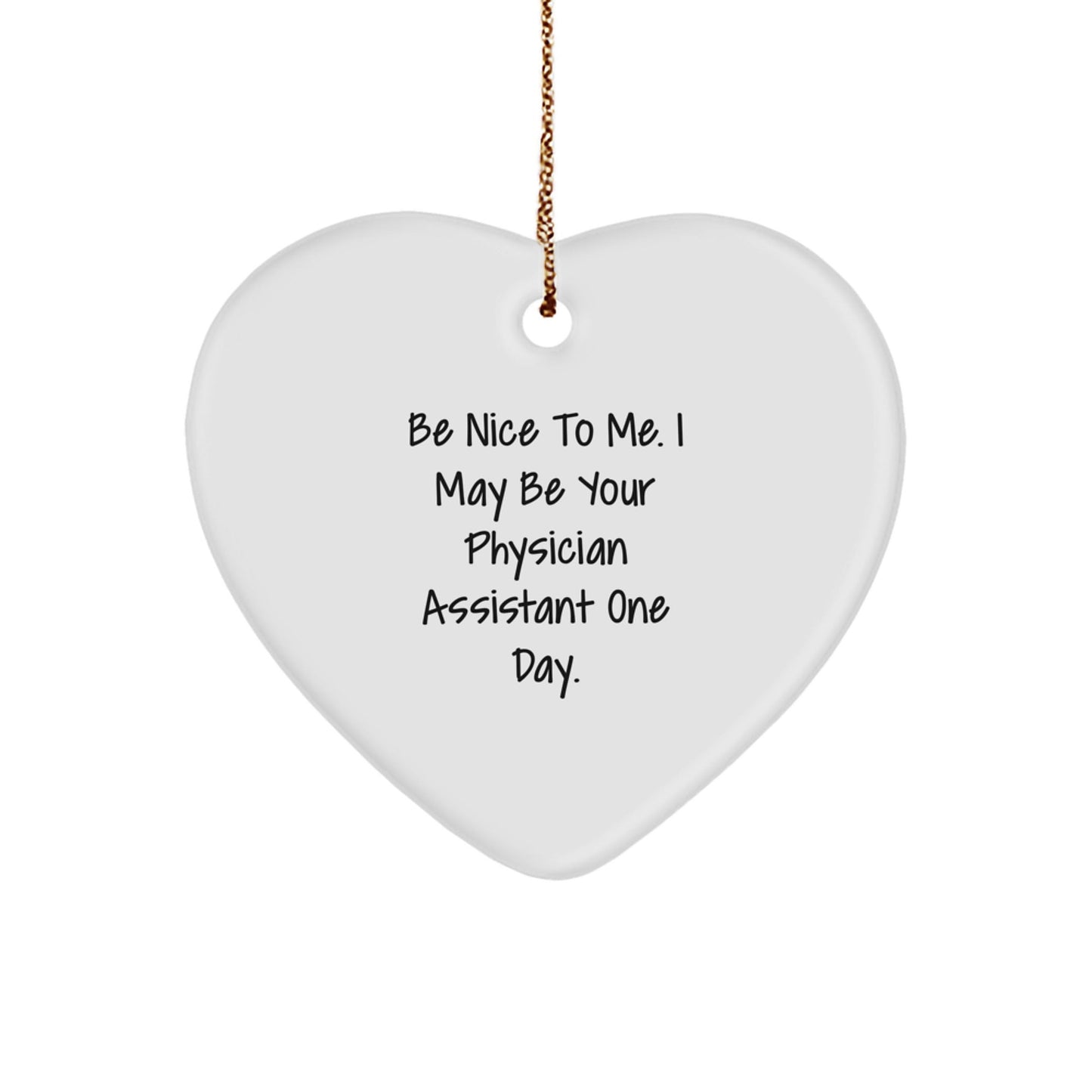 Gifts from Family - Physician Assistant Funny Heart Ornament, 'Be Nice To Me. I May Be Your Physician Assistant One Day.' Christmas Unique Gift for Physician Assistant - Victory Thru Vision