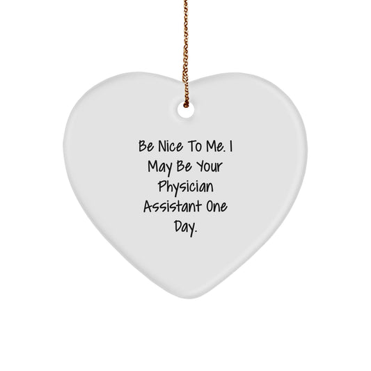 Gifts from Family - Physician Assistant Funny Heart Ornament, 'Be Nice To Me. I May Be Your Physician Assistant One Day.' Christmas Unique Gift for Physician Assistant - Victory Thru Vision