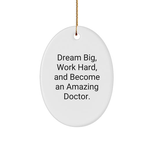 Gifts from Family to Doctor - Oval Ornament Dream Big Work Hard - Christmas Memorable Present - Victory Thru Vision