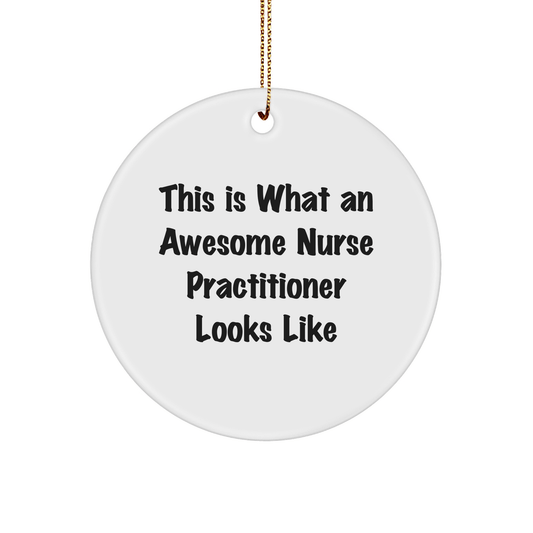 Gifts from Friends and Family for Awesome Nurse Practitioners, Inspirational Circle Ornament, This Is What An Awesome Nurse Practitioner Looks Like, Christmas Unique Gifts - Victory Thru Vision