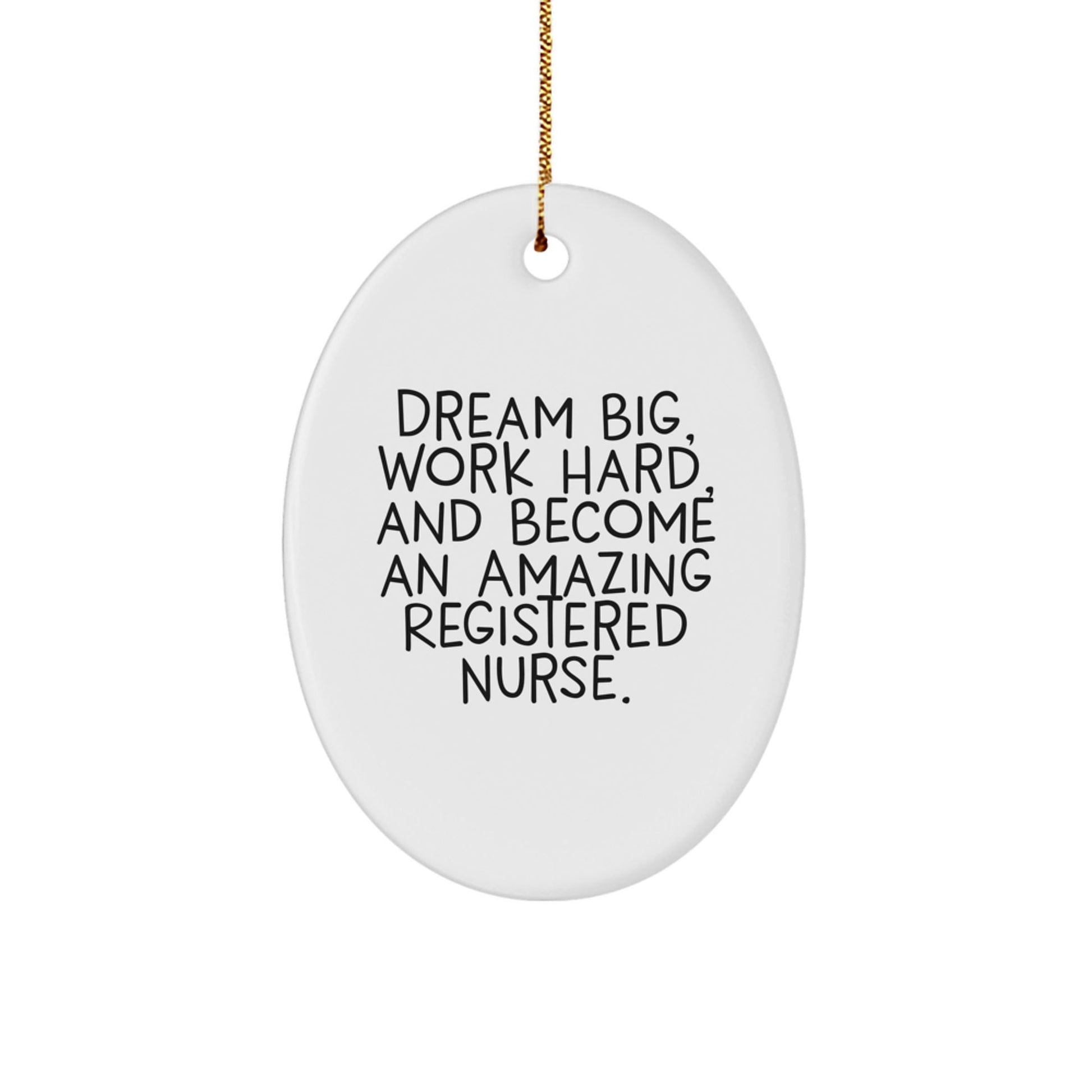 Gifts from Friends and Family, Inspirational Registered Nurse Oval Ornament, 'Dream Big, Work Hard, And Become An Amazing Registered Nurse.' Quote, Christmas Unique Gifts for Registered Nurse - Victory Thru Vision