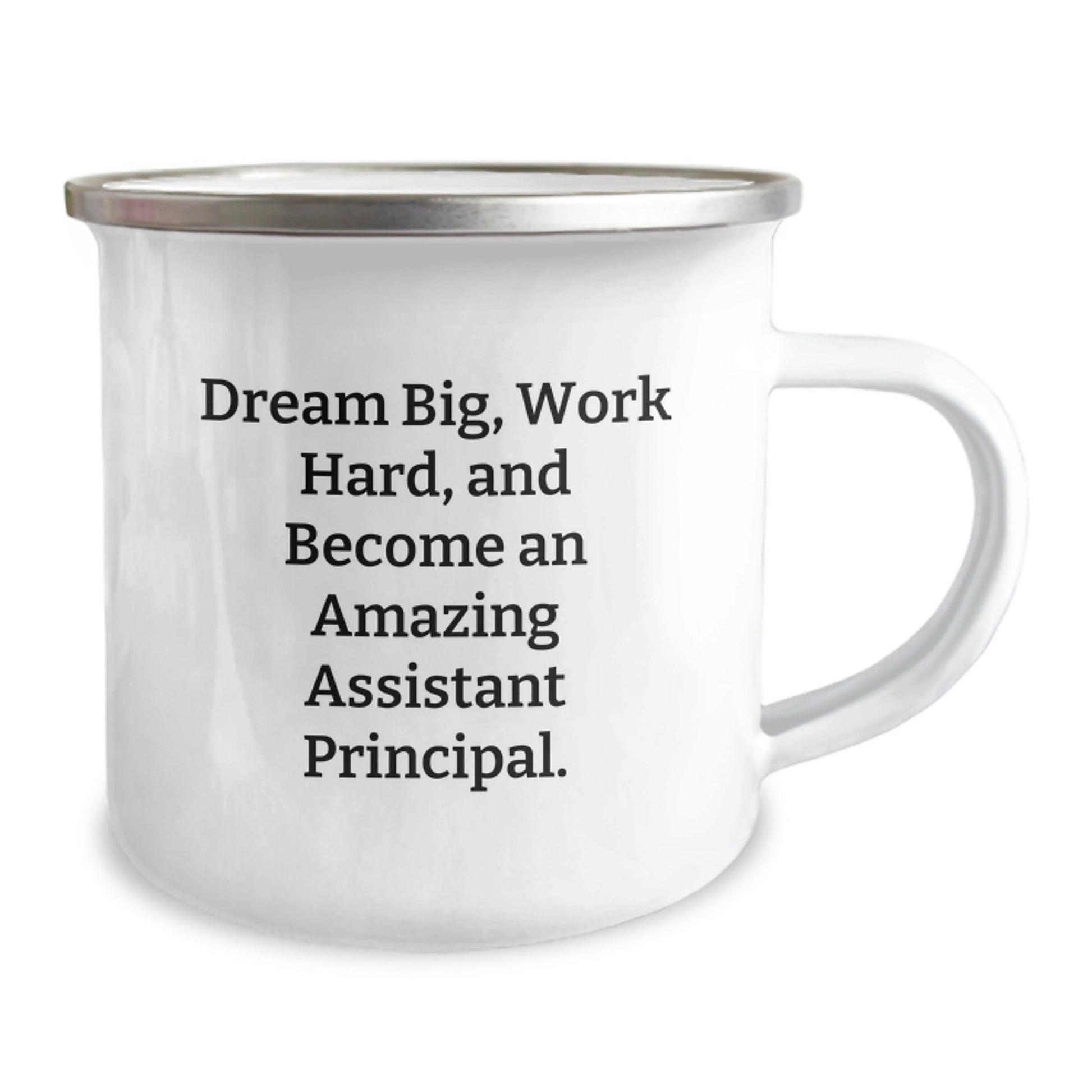 Gifts from Friends for Amazing Assistant Principals - 'Dream Big, Work Hard' Inspirational Camping Mug, 12 oz Stainless Steel with Enamel Finish - Victory Thru Vision