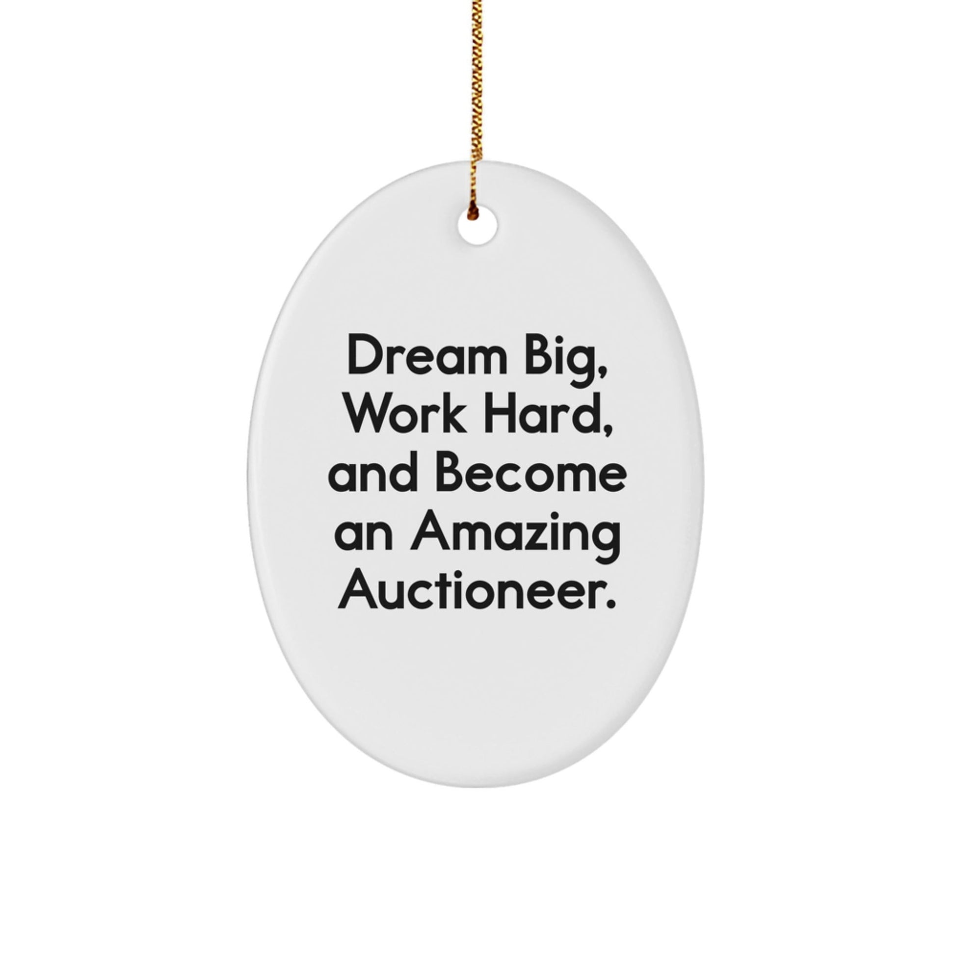 Gifts from Friends for Amazing Auctioneer - Oval Ornament with Inspirational Quote - Christmas Unique Gifts for Auctioneer - Victory Thru Vision