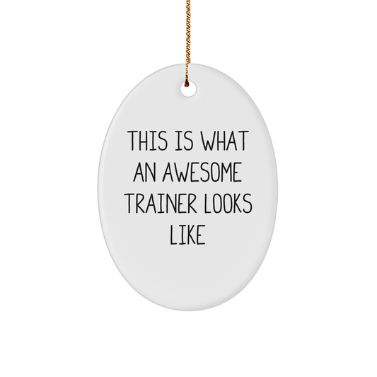 Gifts from Friends for Awesome Trainers - This Is What An Awesome Trainer Looks Like Oval Ornament, White, Christmas - Victory Thru Vision