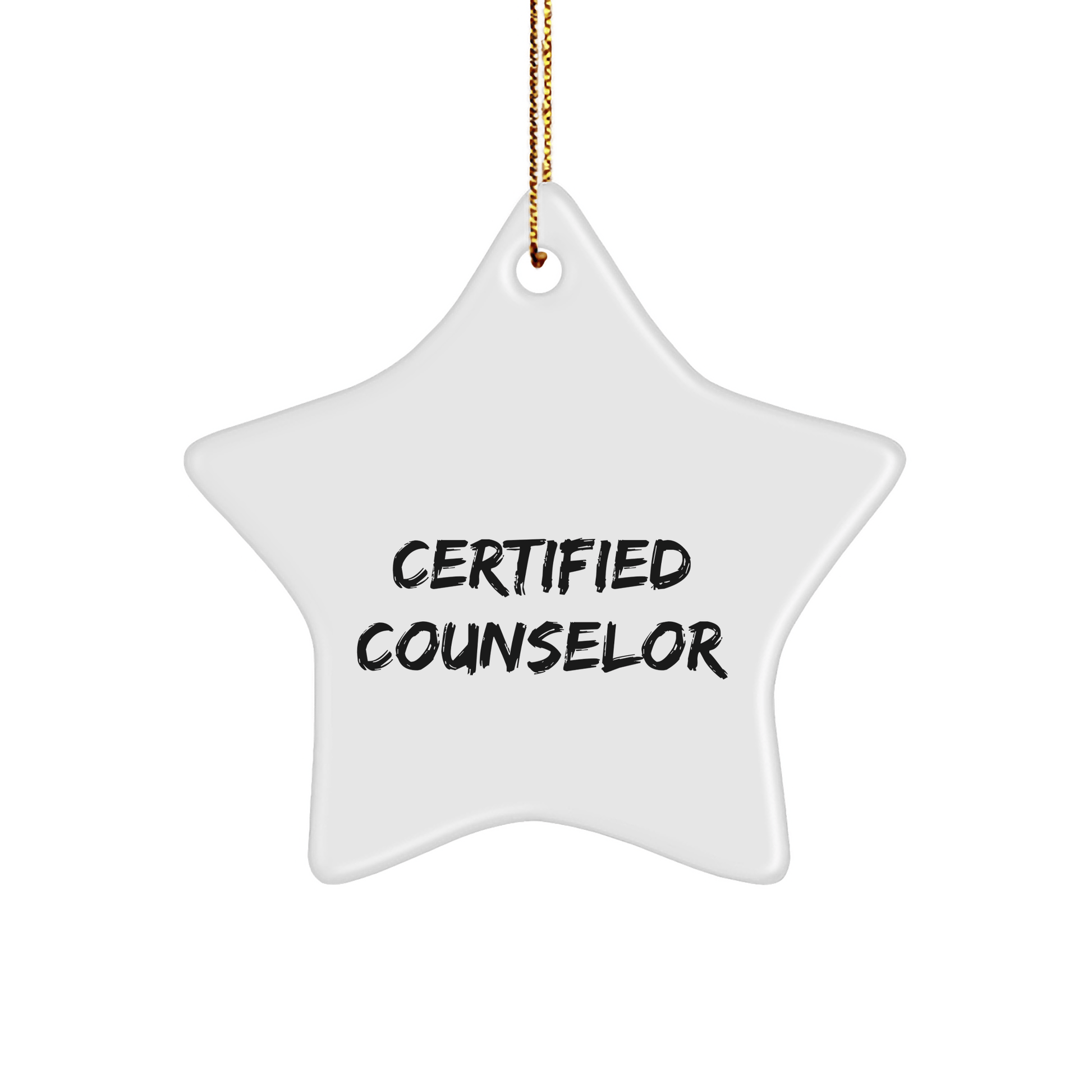 Gifts from Friends for Certified Counselor Funny Star Ornament, Counselor Gifts for Christmas, Inspirational Quote White Star Ornament, Durable MDF Material - Victory Thru Vision