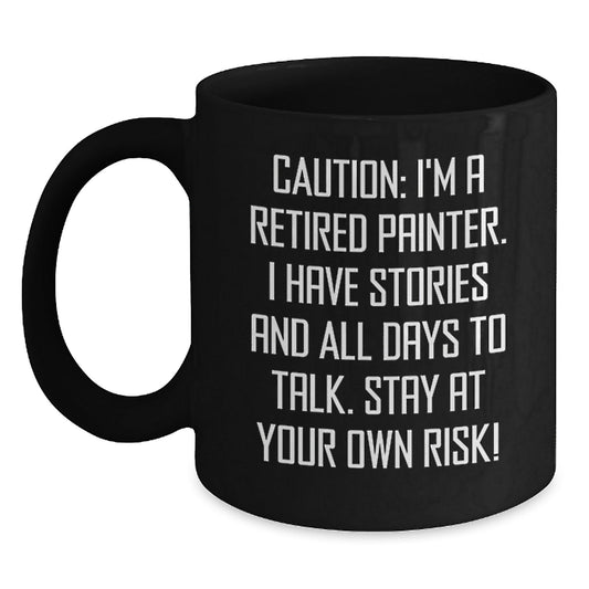 Gifts from Friends for the Retired Painter, Funny Quote on Black Coffee Mug, Unique Graduation Present - Victory Thru Vision