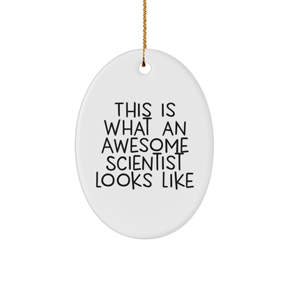 Gifts from Friends to Awesome Scientists - This Is What an Awesome Scientist Looks Like Oval Ornament, Scientist Gifts for Christmas - Victory Thru Vision 