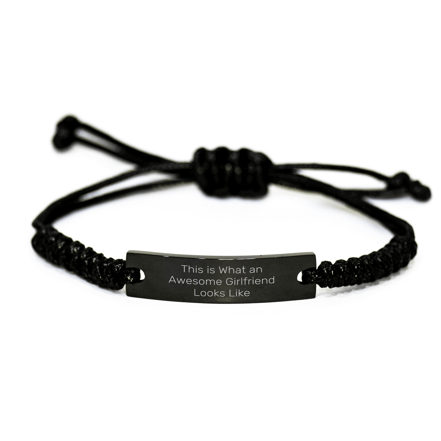 Gifts from Women to Sweetheart, Inspirational Rope Bracelet for Graduation, This Is What An Awesome Sweetheart Looks Like, Adjustable Black Stainless Steel with Interlaced Rope - Victory Thru Vision 