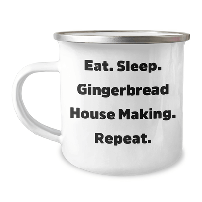 Gingerbread House Making Enthusiasts Gifts from Family to Friends, Eat. Sleep. Gingerbread House Making. Repeat. Camping Mug for Graduation - Victory Thru Vision 