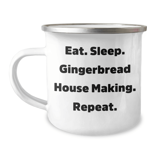 Gingerbread House Making Enthusiasts Gifts from Family to Friends, Eat. Sleep. Gingerbread House Making. Repeat. Camping Mug for Graduation - Victory Thru Vision 