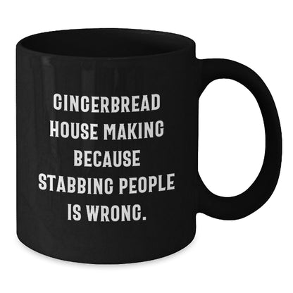 Gingerbread House Making Humor Graduation Gifts from Friends, Coworkers, or Family - Black Coffee Mug, 11oz or 15oz, Microwave and Dishwasher Safe - Victory Thru Vision