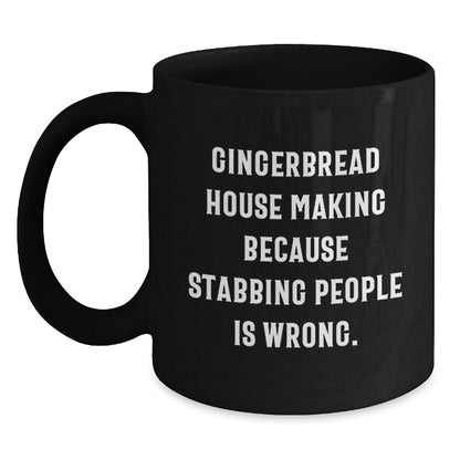 Gingerbread House Making Humor Graduation Gifts from Friends, Coworkers, or Family - Black Coffee Mug, 11oz or 15oz, Microwave and Dishwasher Safe - Victory Thru Vision