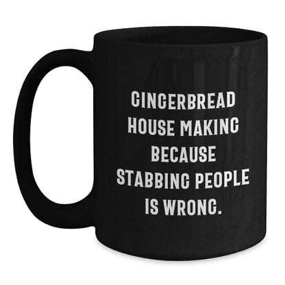 Gingerbread House Making Humor Graduation Gifts from Friends, Coworkers, or Family - Black Coffee Mug, 11oz or 15oz, Microwave and Dishwasher Safe - Victory Thru Vision