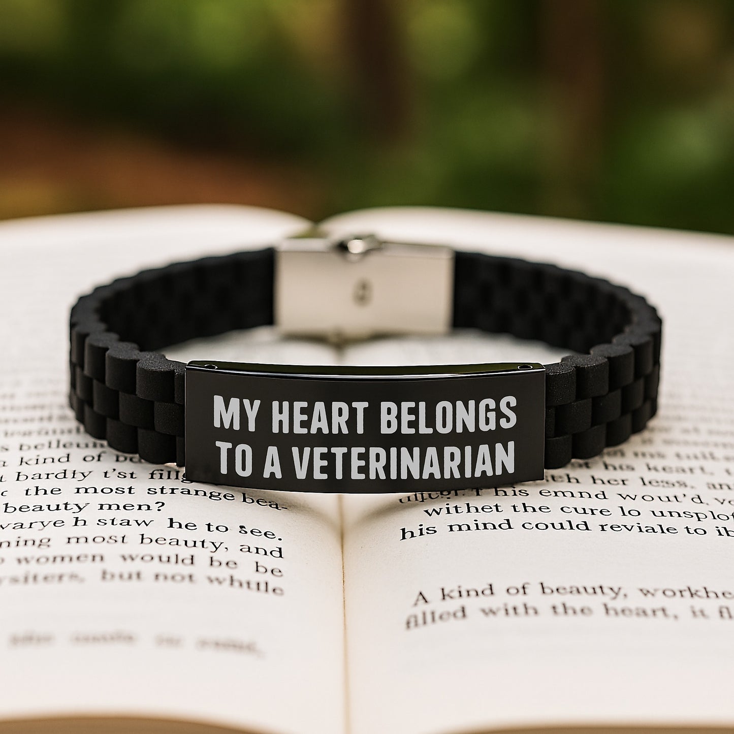Funny Veterinarian Gifts from Friends for Birthday - Glide lock Clasp Black Stainless Steel Silicone Adjustable Charm - Image 2