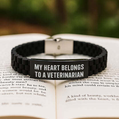 Funny Veterinarian Gifts from Friends for Birthday - Glide lock Clasp Black Stainless Steel Silicone Adjustable Charm - Image 2