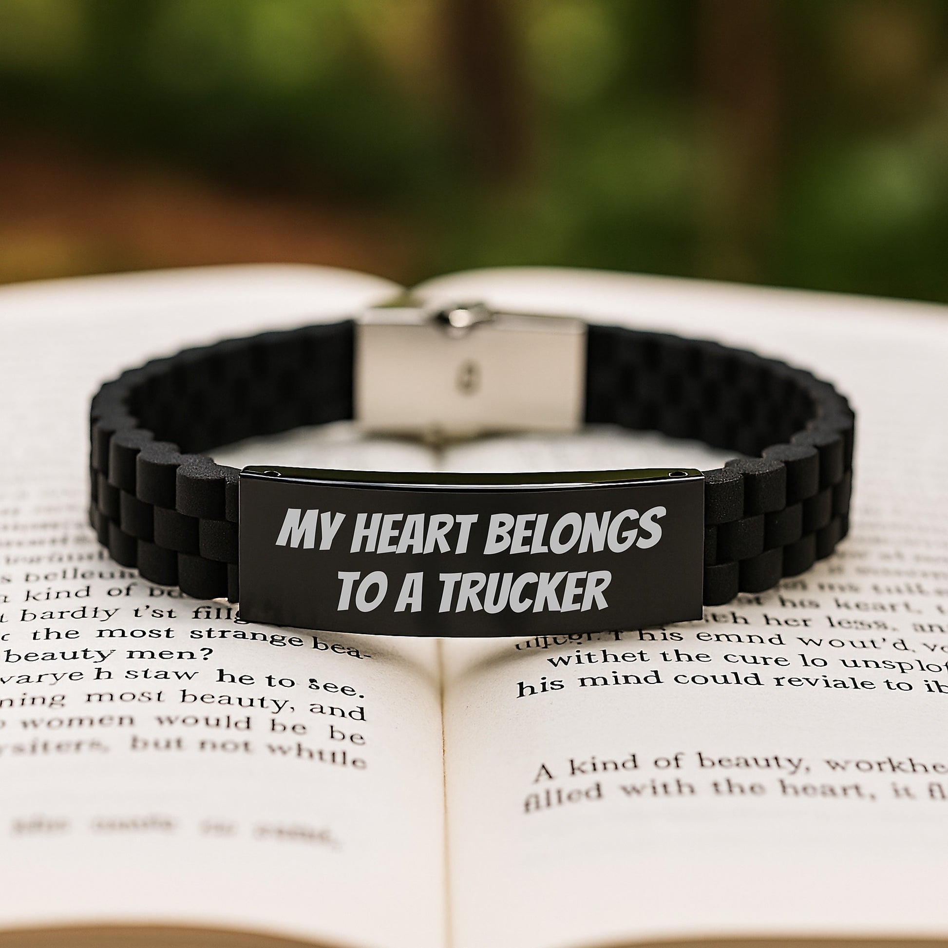 Funny Trucker Gifts for Him - Glide lock Clasp Bracelet - 'My Heart Belongs To A Trucker' - Christmas Unique Gifts from Family - Image 2