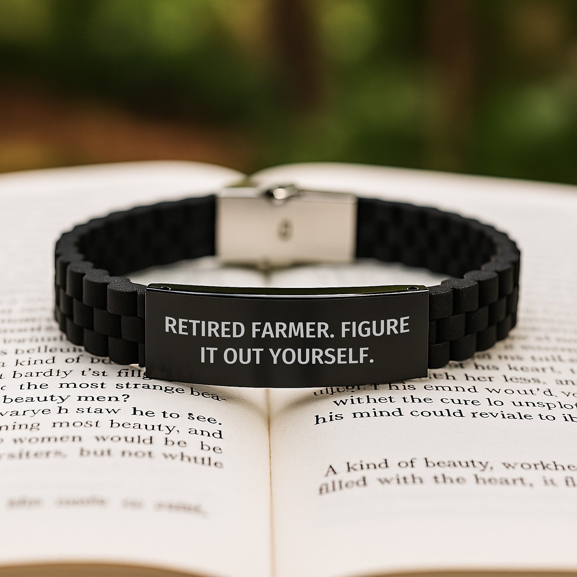 Unique Gifts from Friends for Family Retired Farmer Glide lock Clasp Bracelet, Funny Quote 'Figure It Out Yourself' Christmas Unique Presents for Men - Image 2