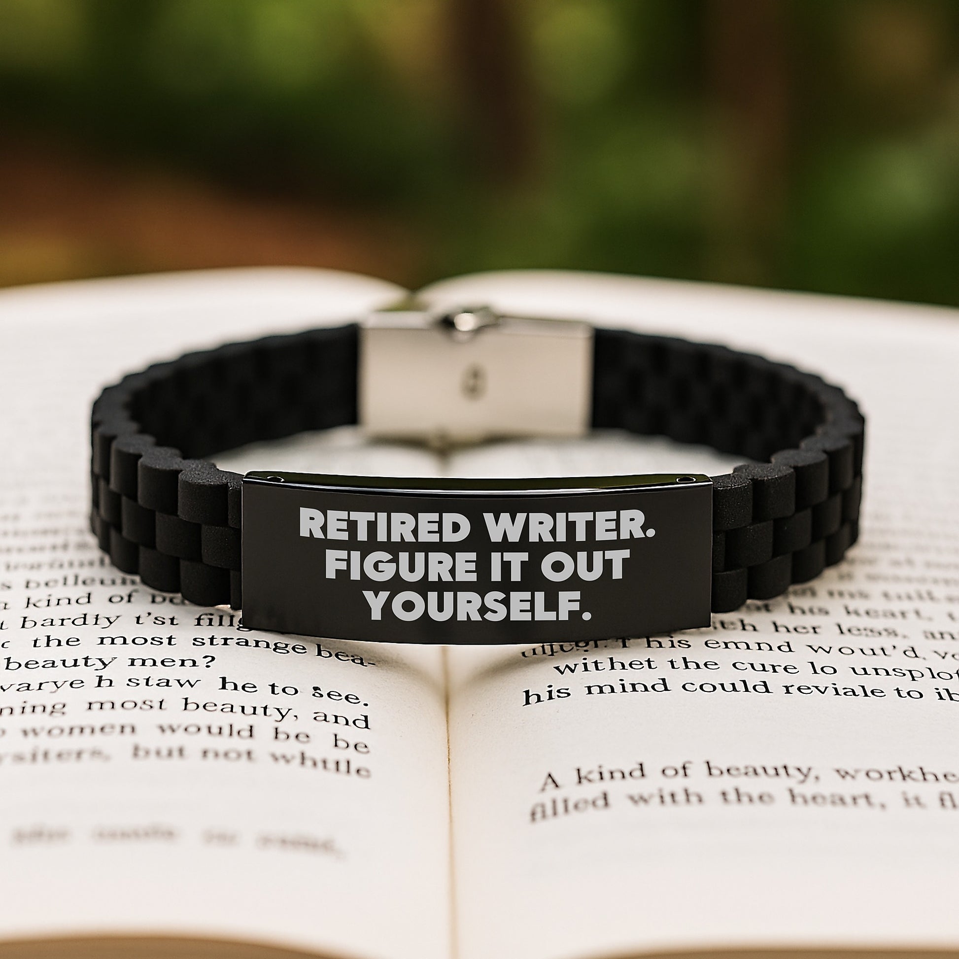 Funny Writer Gifts from Friends, Christmas Unique Jewelry for Writer, Glide lock Clasp Bracelet - Retired Writer. Figure It Out Yourself. - Image 2