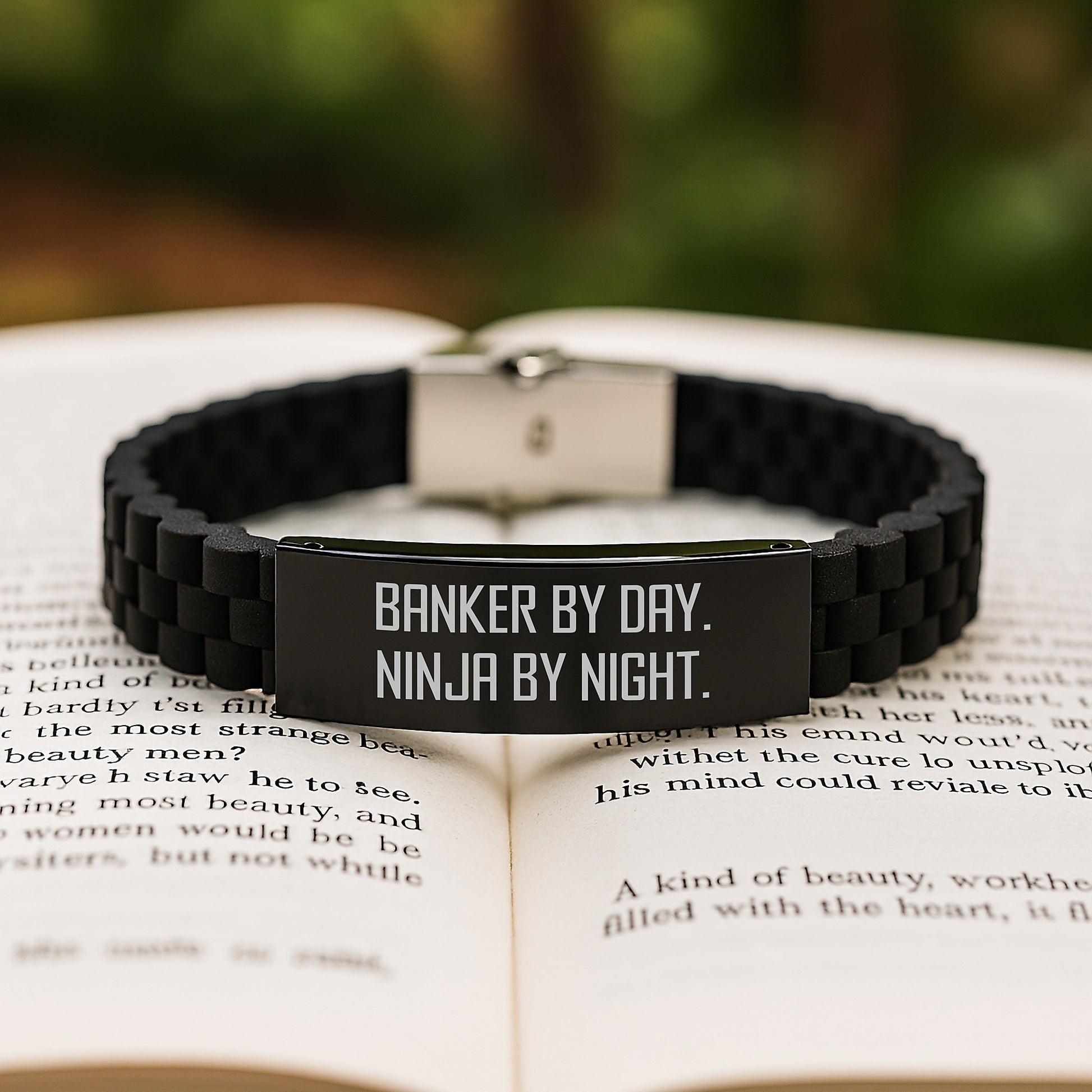 Funny Banker Gifts, Men's Glide lock Clasp Bracelet, Banker By Day. Ninja By Night. - Unique Christmas Unique Gifts for Banker Friends, Men, Family, Coworkers - Image 2