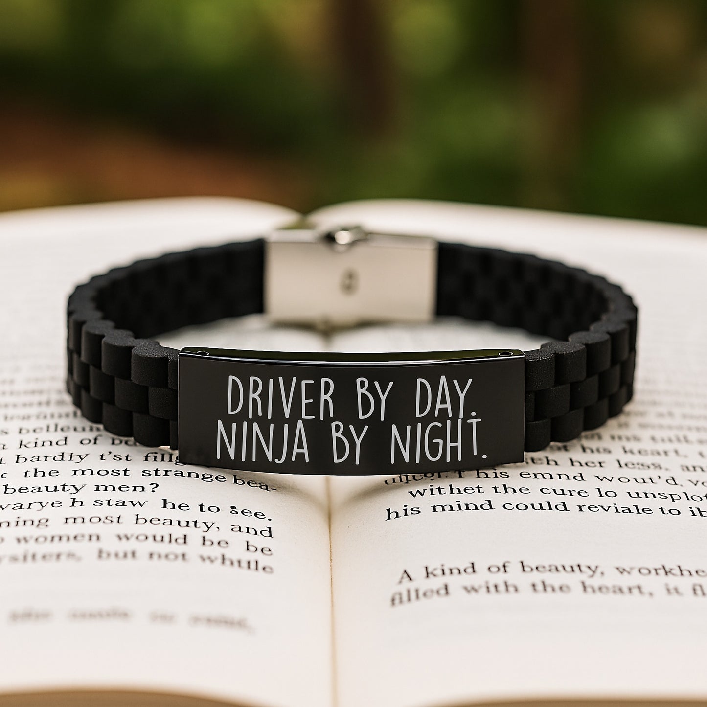Driver By Day Ninja By Night Funny Gift for Driver Adjustable Glide lock Clasp Bracelet from Friends Birthday Unique Presents - Image 2