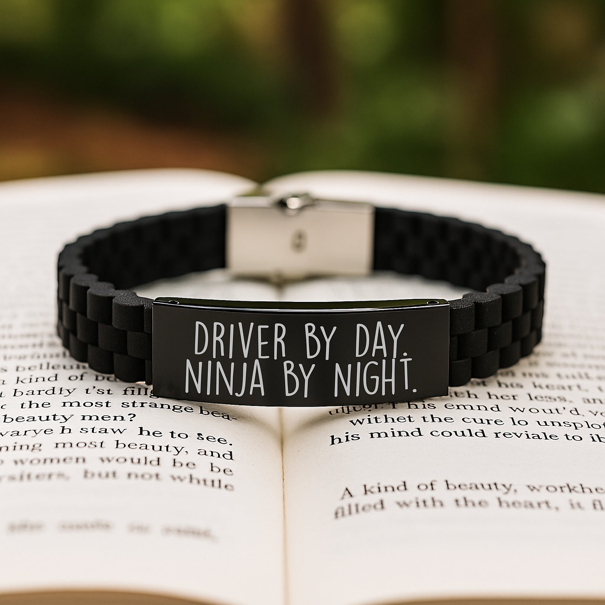 Driver By Day Ninja By Night Funny Gift for Driver Adjustable Glide lock Clasp Bracelet from Friends Birthday Unique Presents - Image 2