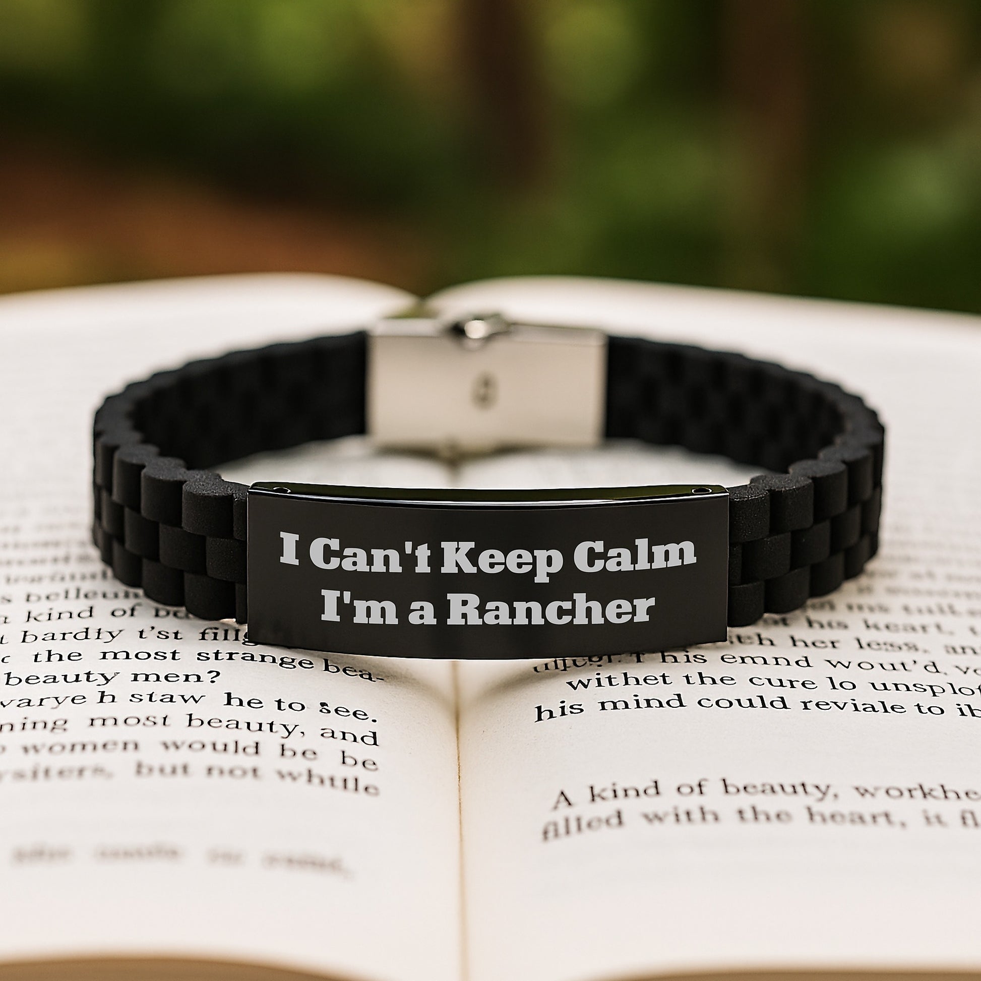 Funny Rancher Gifts for Men, 'I Can't Keep Calm I'm A Rancher' Glide lock Clasp Bracelet, Christmas Unique Rancher Accessories - Image 2