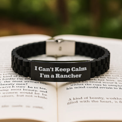 Funny Rancher Gifts for Men, 'I Can't Keep Calm I'm A Rancher' Glide lock Clasp Bracelet, Christmas Unique Rancher Accessories - Image 2