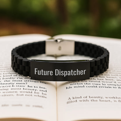 Funny Dispatcher Gifts for Men, Friends, Coworkers - Glide lock Clasp Black Stainless Steel Bracelet, Gifts from Family - Image 2