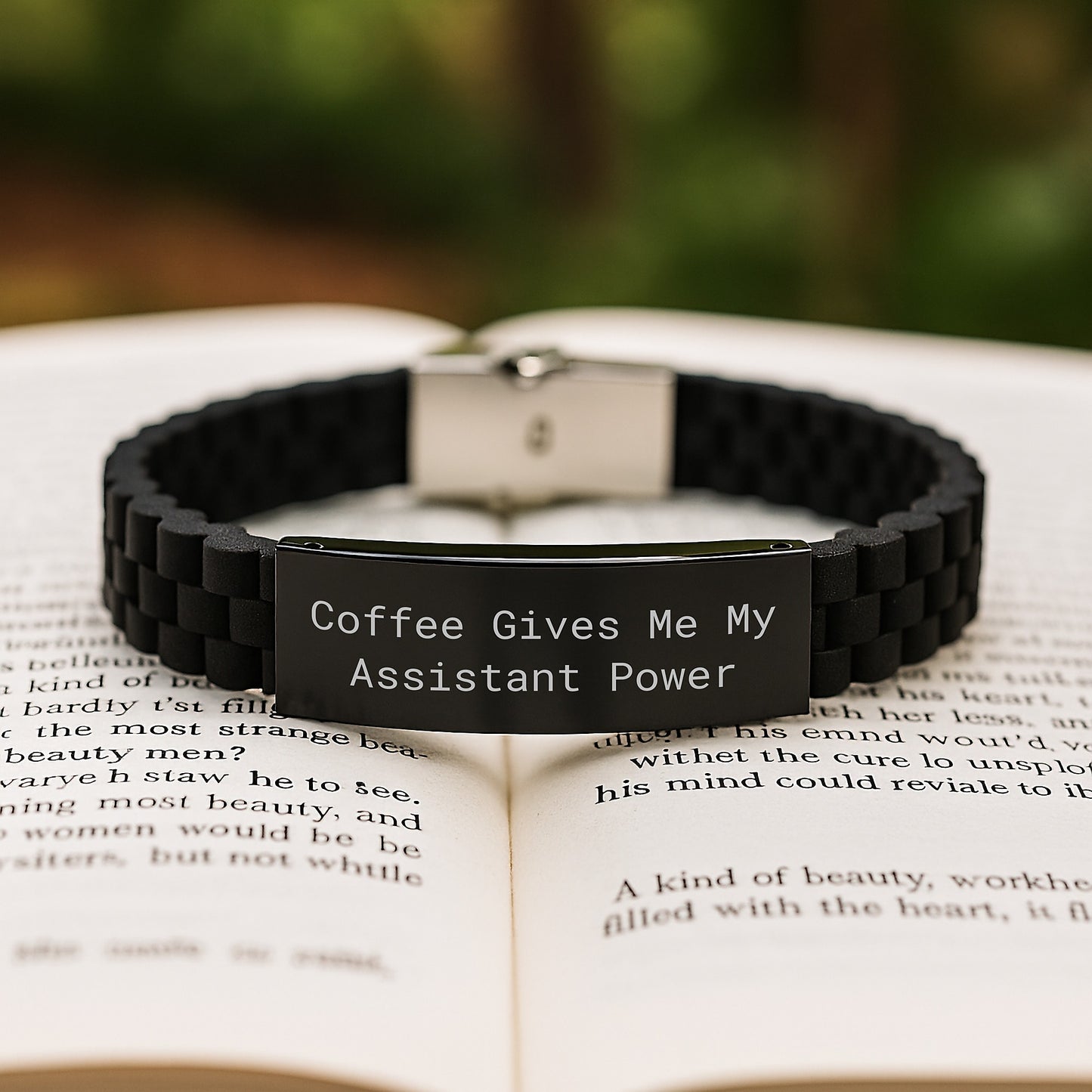 Assistant Power Gifts for Him, Funny Glide lock Clasp Bracelet, 'Coffee Gives Me My Assistant Power' Quote, Christmas Unique Accessories for Office Workers - Image 2