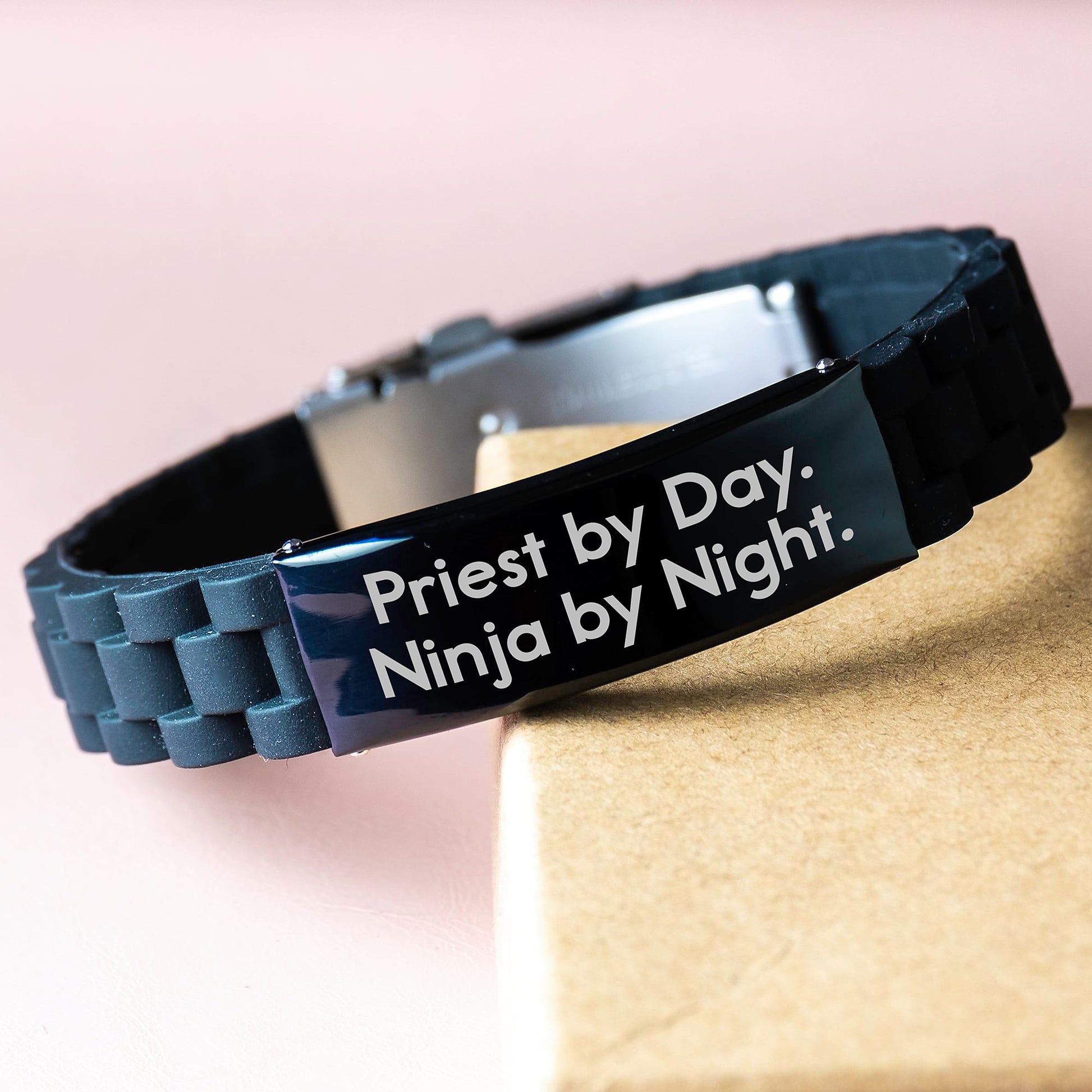 Funny Priest Gifts, Priest by Day Ninja by Night Glide lock Clasp Bracelet, Christmas Unique for Men, Gifts from Friends to Priest - Image 3