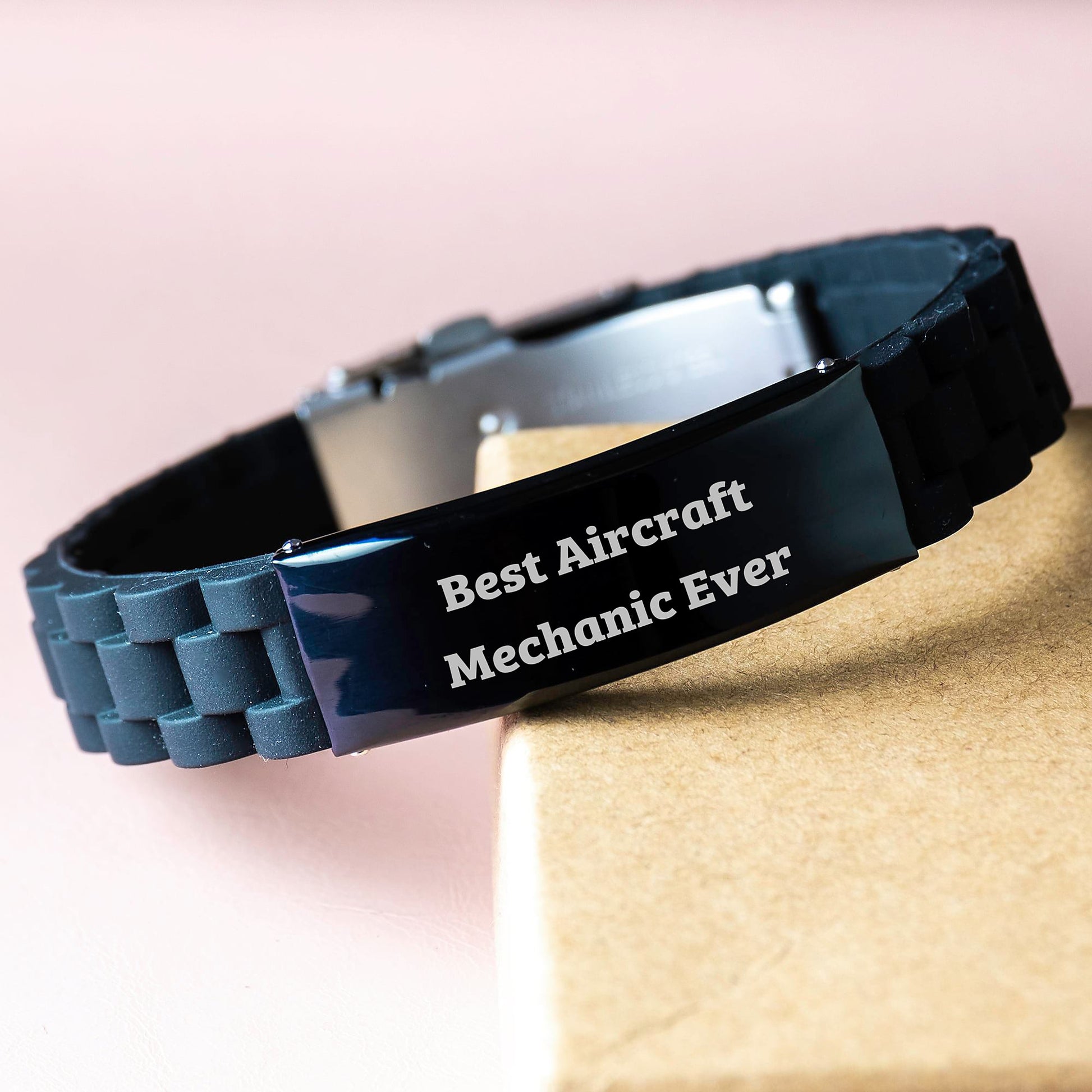 Funny Inspirational Gifts from Men to Aircraft Mechanic Friends - Best Aircraft Mechanic Ever Glide lock Clasp Bracelet for Christmas Unique Gifts - Image 3