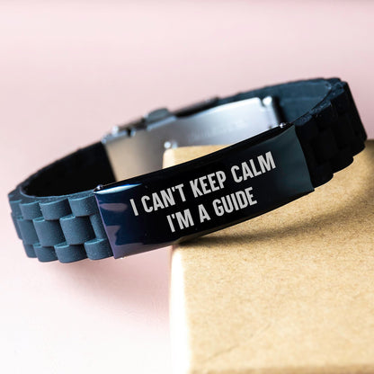 Funny Guide Gifts from Friends for Men - I Can't Keep Calm I'm A Guide Glide lock Clasp Bracelet, Christmas Unique Gifts for Guide Enthusiasts - Image 3