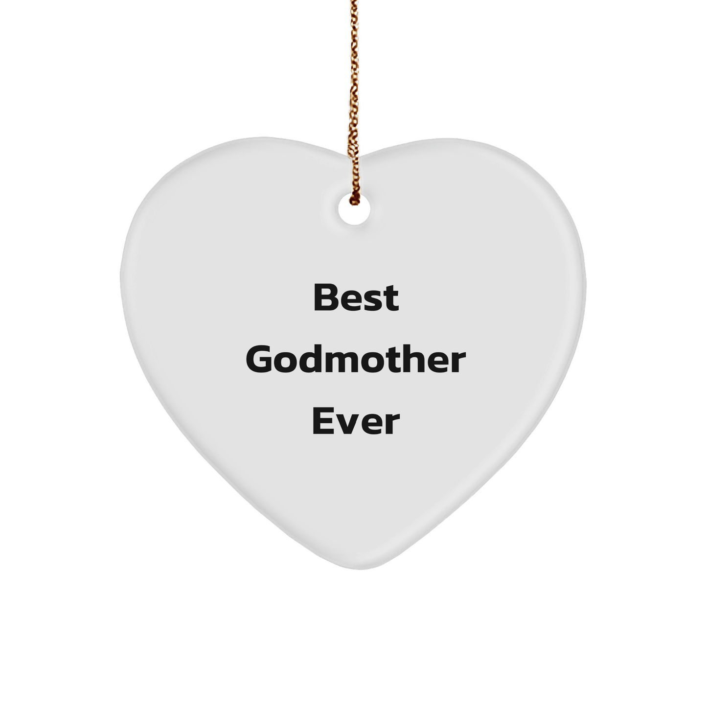 Godmother Gifts: Best Godmother Ever Heart Ornament for Christmas - Gifts from Family and Friends - Victory Thru Vision 