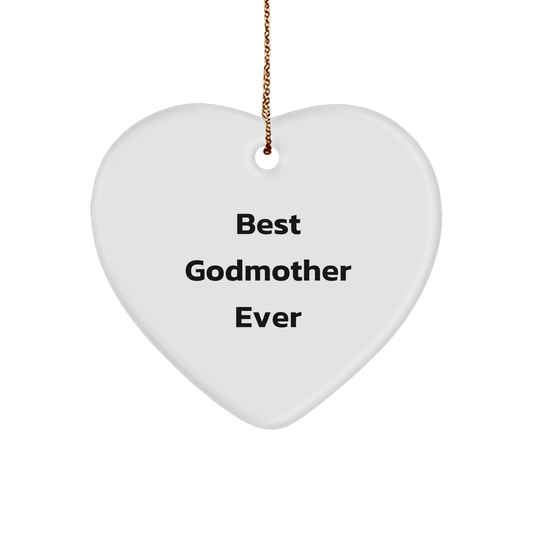 Godmother Gifts: Best Godmother Ever Heart Ornament for Christmas - Gifts from Family and Friends - Victory Thru Vision 