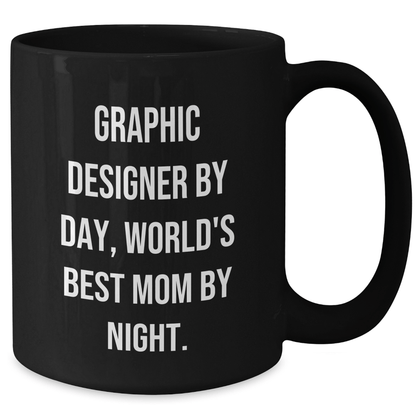 Graphic Designer Gifts, Black Coffee Mugs, Funny Quote, Father's Day Unique Gifts from Mom to Graphic Designer - Victory Thru Vision 
