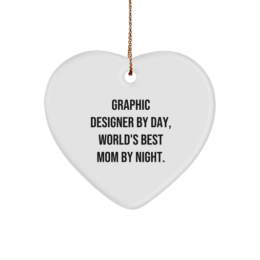 Graphic Designer Gifts: Funny Quote Heart Ornament, Gifts from Mom, Gifts for Graphic Designer, Christmas Unique Gifts - Victory Thru Vision 