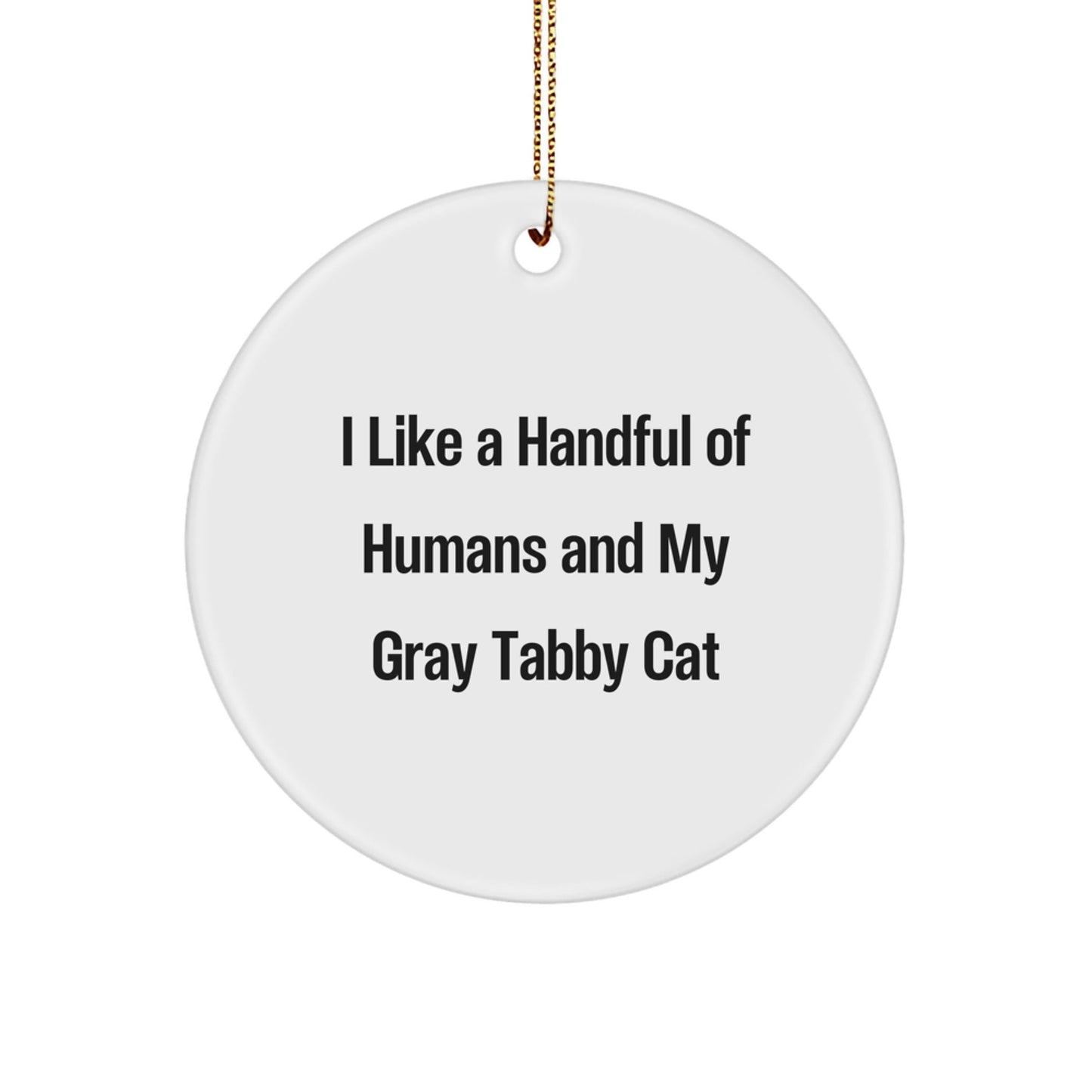 Gray Tabby Cat Gifts from Men, Funny Gifts for Gray Tabby Cat Lovers, Circle Ornament for Christmas - Victory Thru Vision