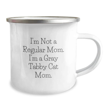 Gray Tabby Cat Mom Camping Mug, Funny Quote Gifts from Mom for Gray Tabby Cat, Unique Graduation Gifts for Her - Victory Thru Vision