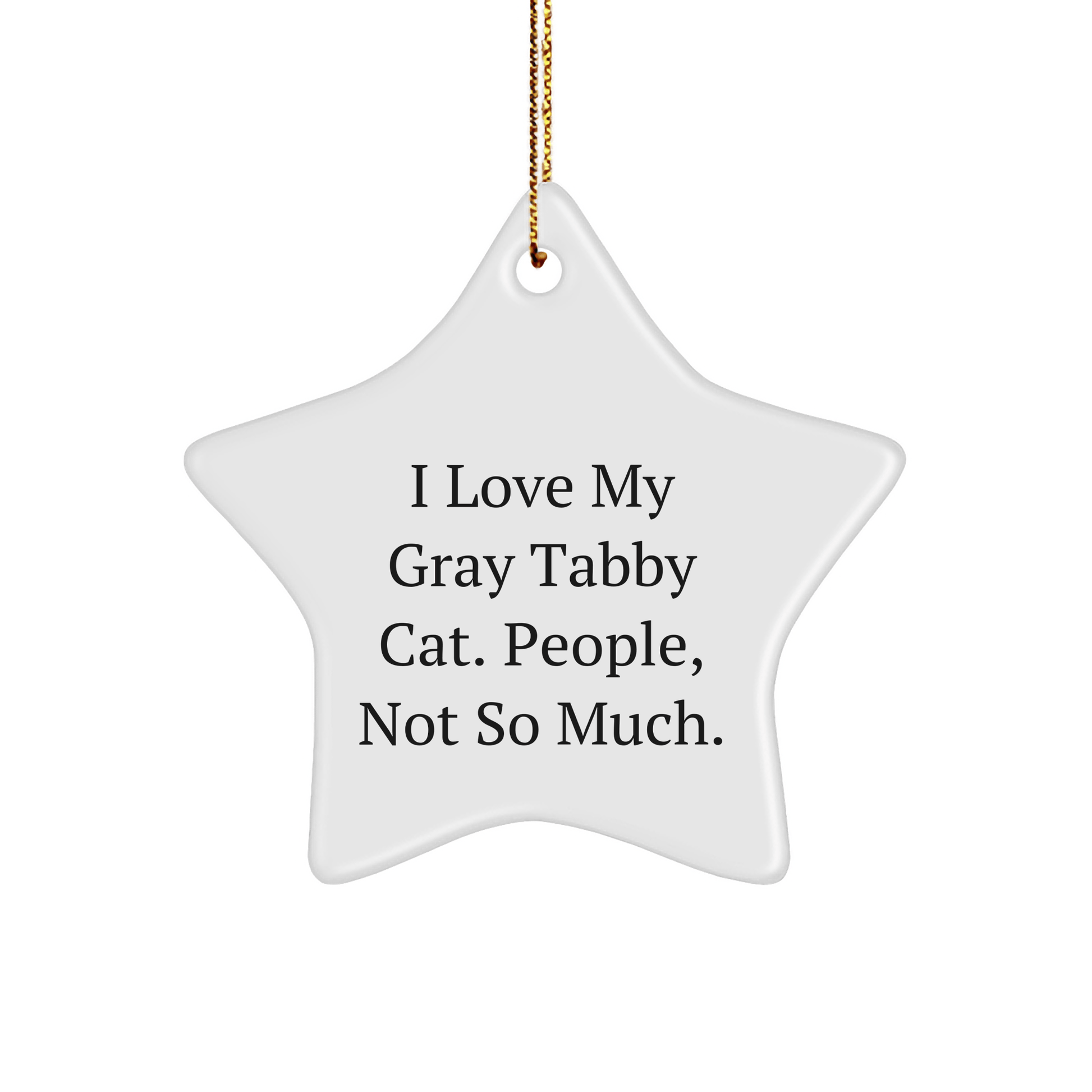 Gray Tabby Cat Star Ornament, Funny Quote Gifts for Her, Unique Christmas Memorable Presents from Friends or Family - Victory Thru Vision