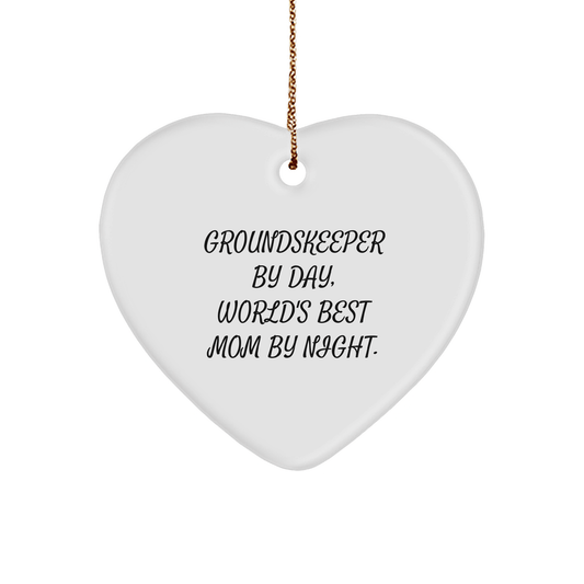 groundskeeper Gifts from Men, Funny Heart Ornament by Day, World's Best Mom By Night, Christmas Unique Gifts for groundskeeper - Victory Thru Vision
