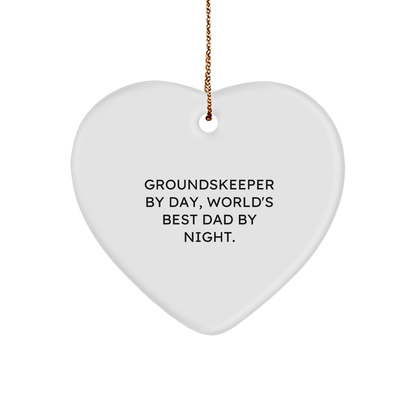 groundskeeper Gifts from Men, Funny Heart Ornament for groundskeeper By Day, World's Best Dad By Night, Christmas Unique Present - Victory Thru Vision 