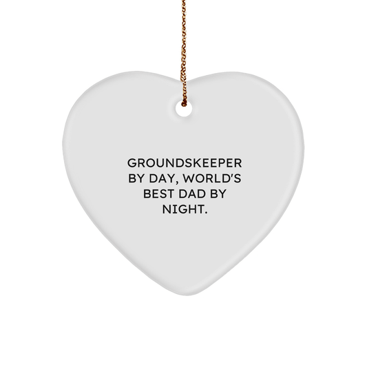 groundskeeper Gifts from Men, Funny Heart Ornament for groundskeeper By Day, World's Best Dad By Night, Christmas Unique Present - Victory Thru Vision 