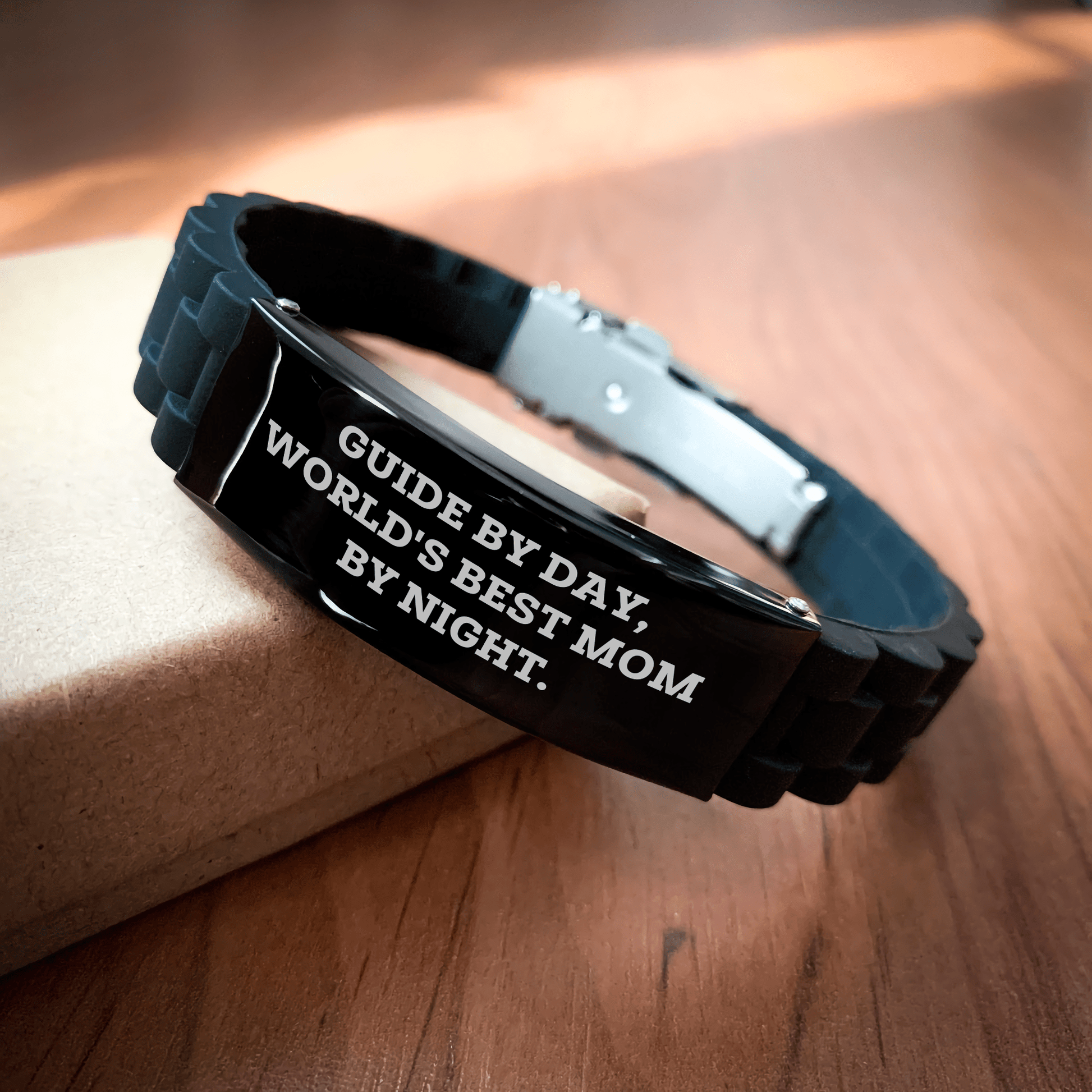 Guide's Delight, World's Best Mom's Proud - Glide lock Clasp Bracelet Gifts from Men to Women on Mother's Day, Funny Quote Sayings - Victory Thru Vision 