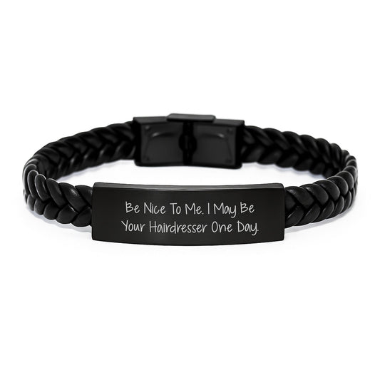 Hairdresser Humor Interlaced Leather Bracelet Gifts from Friends for Hairdresser Graduation Unique Presents from Family - Victory Thru Vision
