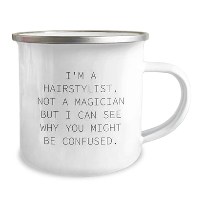 Hairstylist Gifts from Friends, Funny Camping Mug for Hairstylist, Graduation Unique Gifts for Hairstylist - Victory Thru Vision